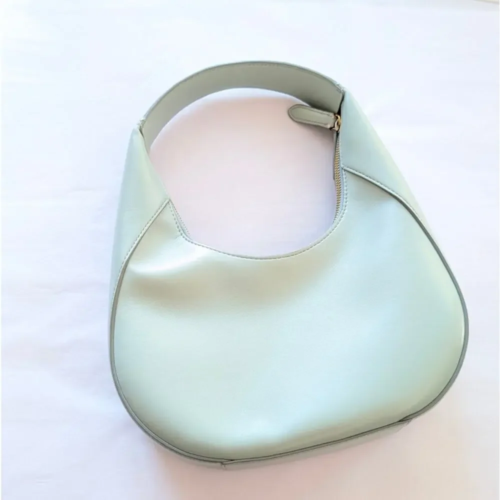 Stella McCartney Mint Green Small Perforate Vegan Leather Hobo Bag Logo Shoulder
